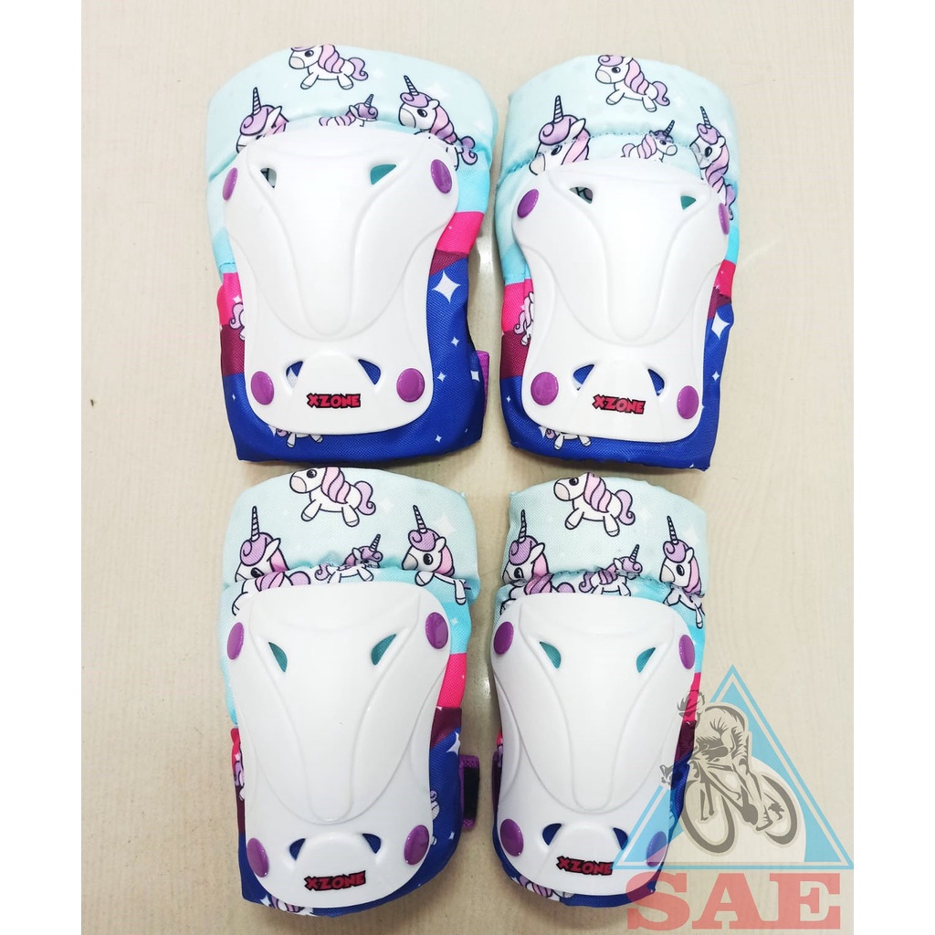PELINDUNG SIKU DAN DENGKUL ANAK-ANAK XZONE ELBOW & KNEE UNICORN PURPLE