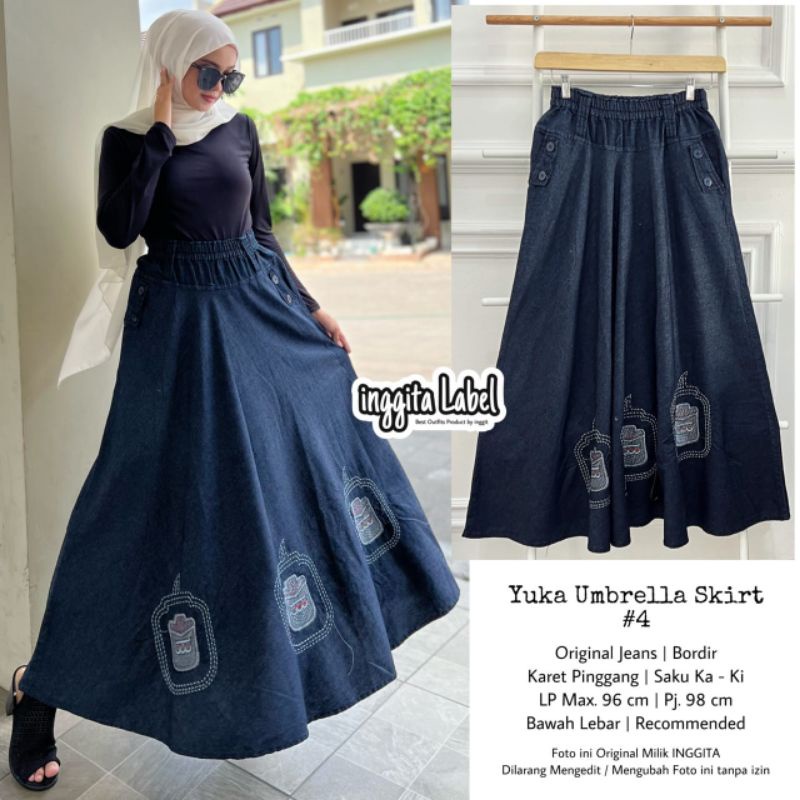 YUKA UMBRELLA SKIRT #4 BY INGGITA LABEL (ROK JEANS WANITA) Skirt jeans muslimah