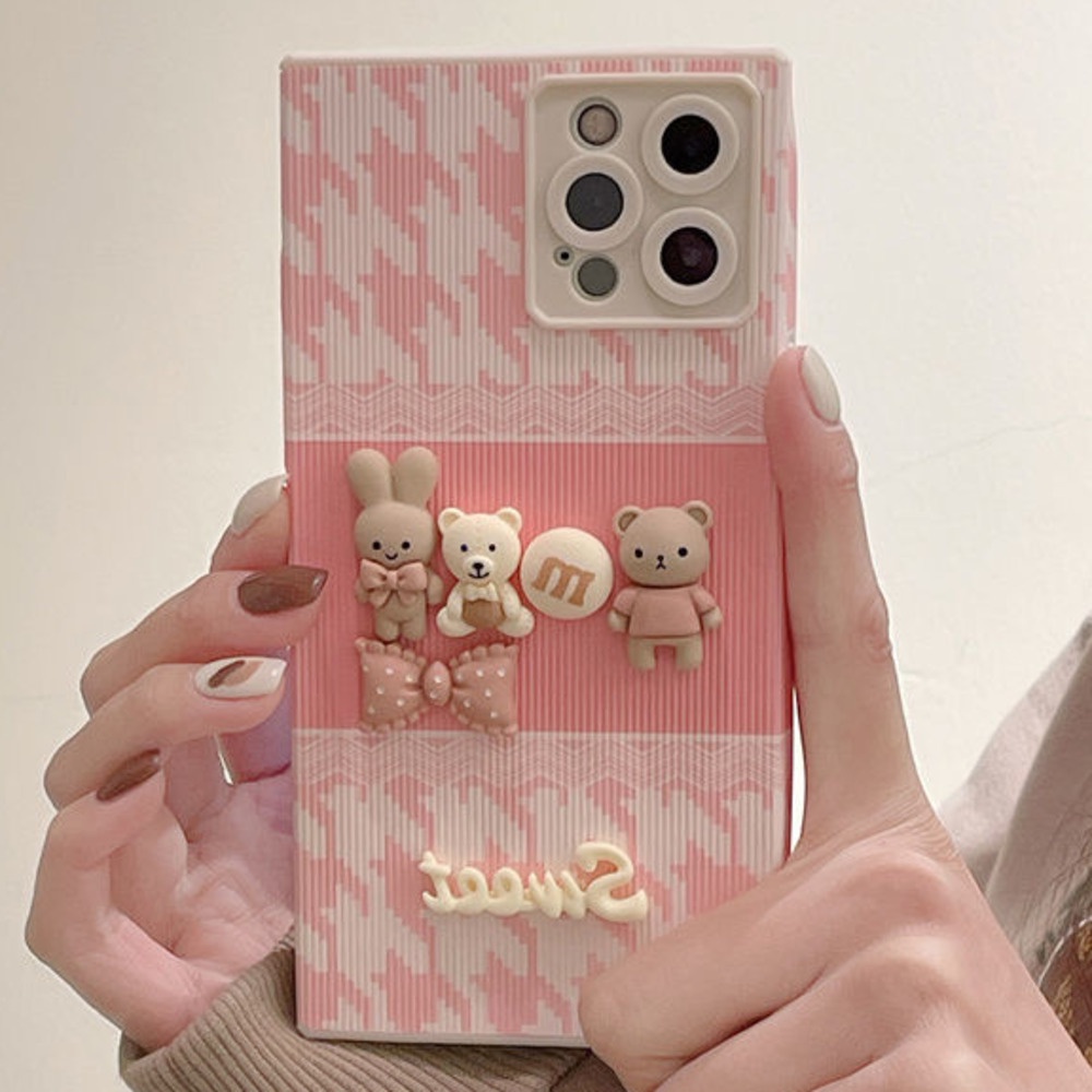 3D Kartun Boneka Kelinci Ponsel Case untuk iPhone 12 13 11 Pro Max X Xs Max Xr 7 8 Plus Bgx5