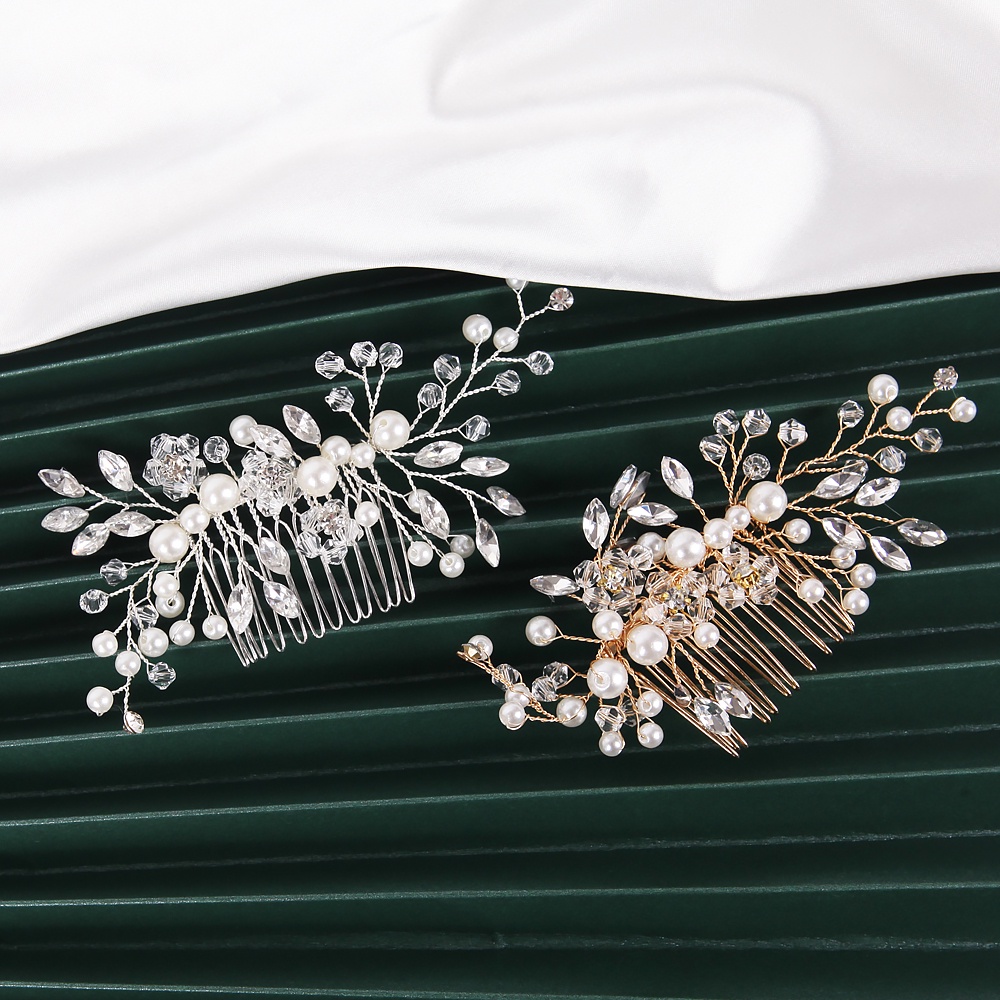 1Pc Fashion Elegant Crystal Pearl Hair Combs For Bridal Wedding