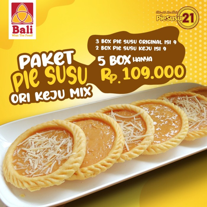 

PIE SUSU 21 BALI PAKET 5 BOX MIX RASA SUSU ORIGINAL KEJU ISI 9 PCS/BOX