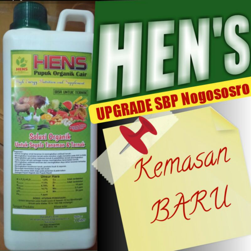 SBP Nogososro Upgrade Kini Merk HENS Bisa untuk Pupuk Cair Tanaman/Ternak