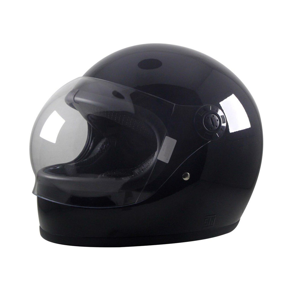 Helm Gringgo Black Glossy helm retro full face cafe racer gringgo black