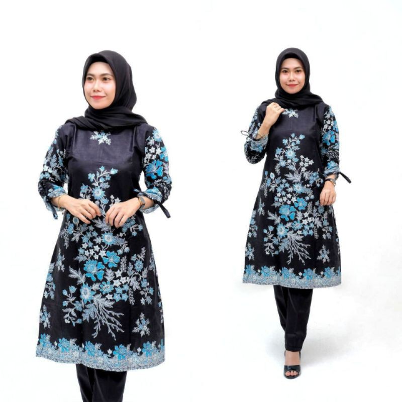 Bebas Pilih Batik Couple keluarga sania ruffle ori ndoro jowi dnt motif TENUN-Tunik M