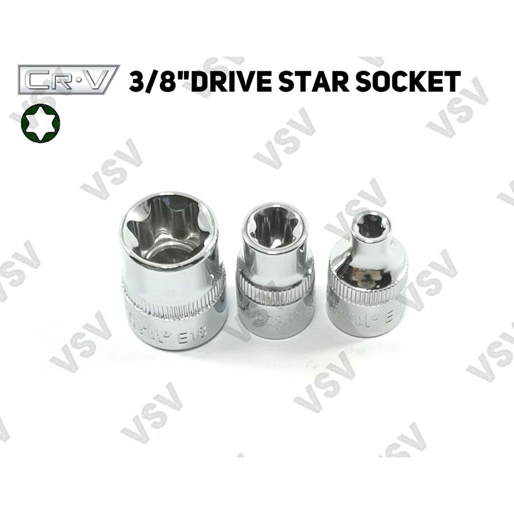 Gestar 3/8&quot;DR Star Socket E6-E14 Kunci Shock Bintang Anak Sock Sok