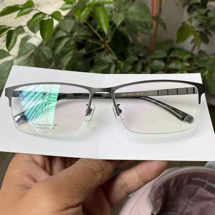 Kacamata Minus Pria - Hf41 Half Frame Kacamata Pria Titanium Paling Lebar Lensa 60 Mm Minus