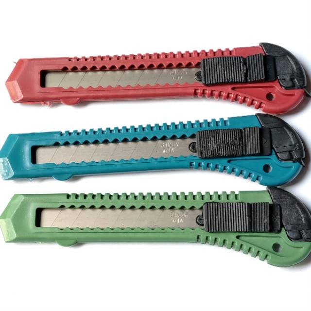 

Pisau Cutter Cuter silet Ukuran Besar 18mm Cuter Super Tajam Sliding Cutting Tool Alat Potong Kertas Kardus unboxing packing