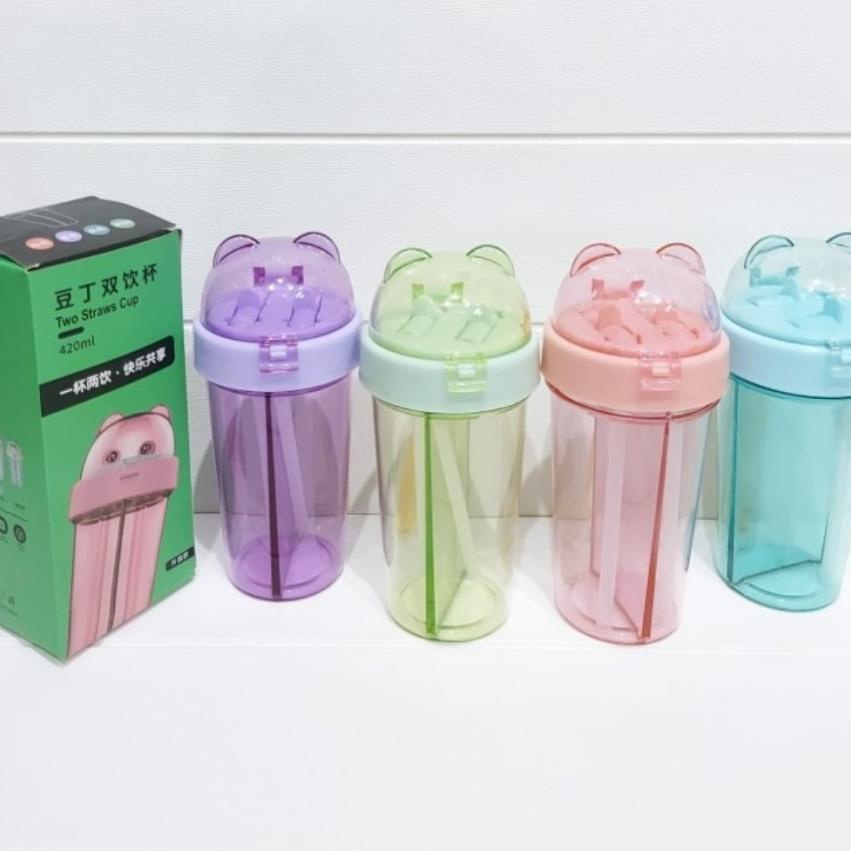 botol minum 2 sisi 2 sedotan botol minum anak karakter tempat minum 4E1