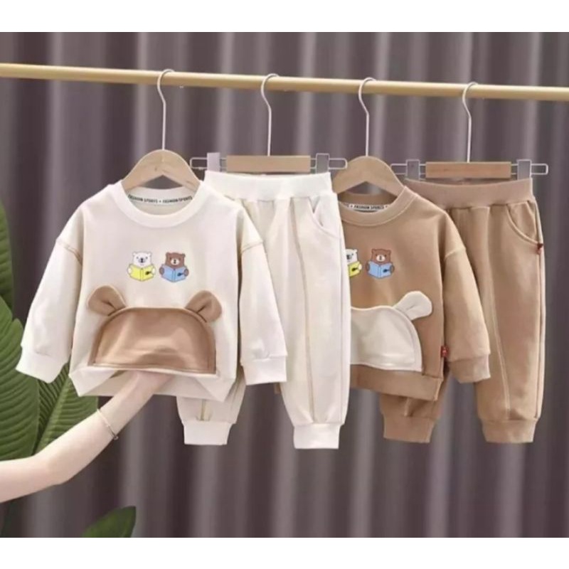 Promo-Setelan Sweater Jogger Anak Laki-laki Dan Perempuan 1-6 Tahun/Setelan Sweater Bebyterry Flecce Bear Anak Laki-laki Dan Perempuan