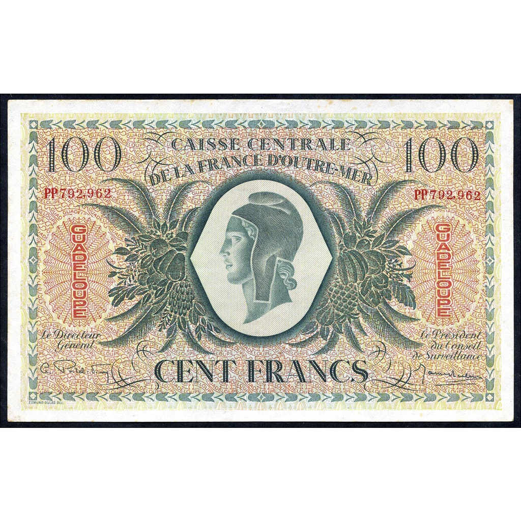 Uang Lama Guadaloupe  100 Francs repro tahun 1944