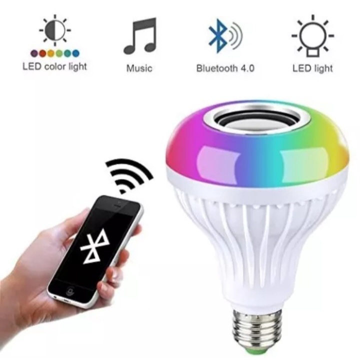 SPEAKER BLUETOOTH LAMPU LED BOHLAM LED MUSIK 2IN1