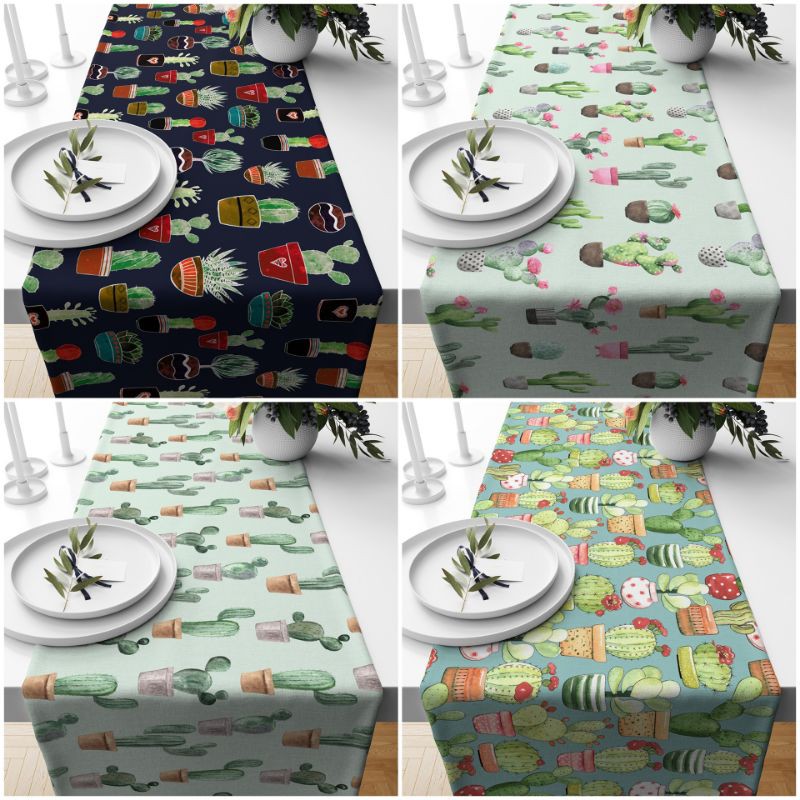 TABLE RUNNER TAPLAK MEJA MOTIF KAKTUS SERIES