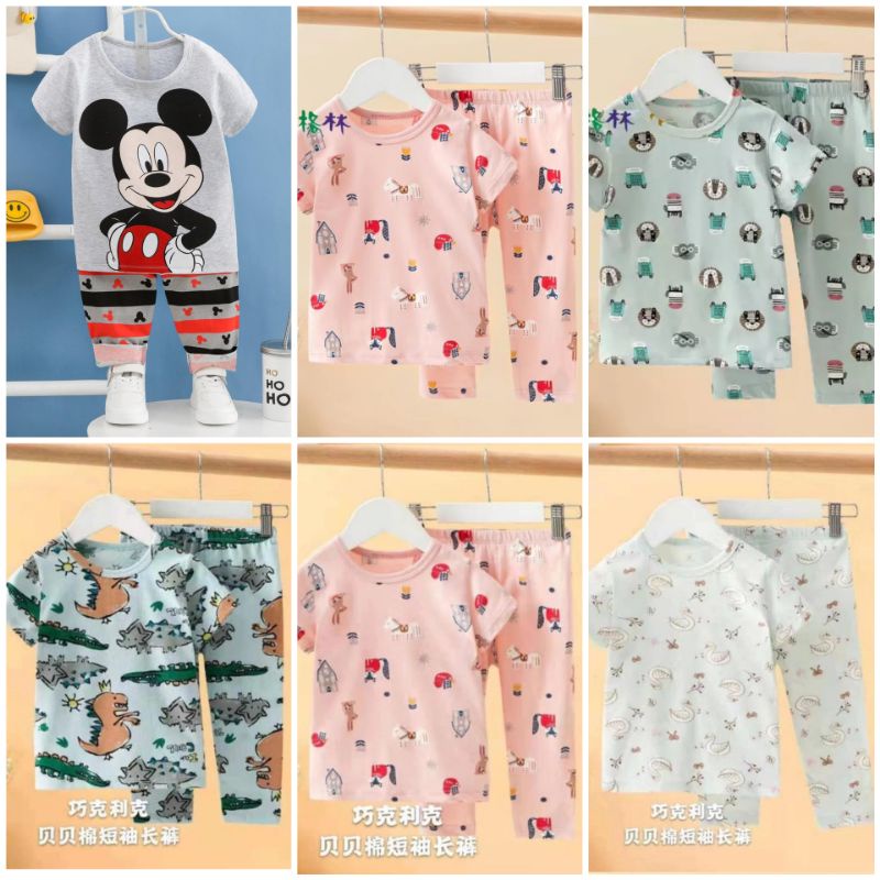 BAJU TIDUR PIYAMA ANAK IMPORT STELAN TANGAN PENDEK IMPORT