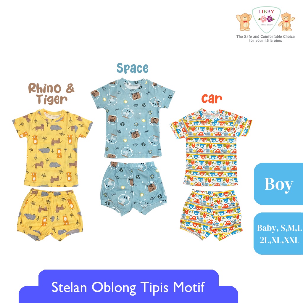 [Size S-XXL] Libby Setelan Oblong Cotton Rib Pendek Celana Pendek Series Boy V.02