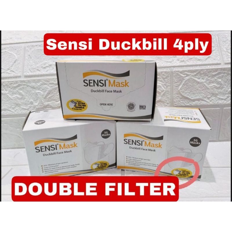 Masker Sensi Duckbill Mask 4 ply isi 50pcs original 4ply duckbill face mask sensi