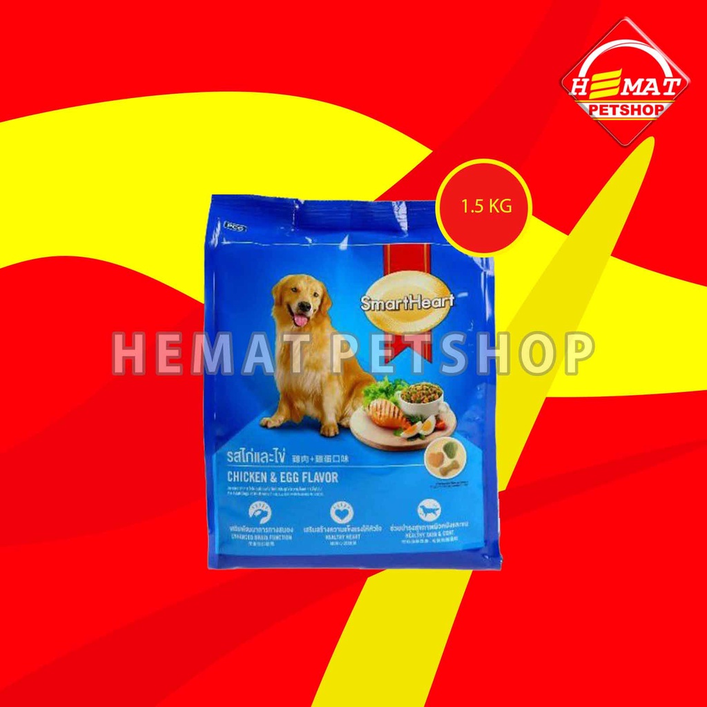 SmartHeart Dog Food Makanan Anjing Dewasa adult Chicken Egg 1,5KG