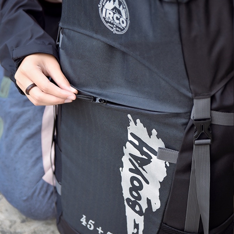 Tas Ransel Carrier Gunung Outdoor Hiking 45 Liter Pria dan Wanita Free Rain Cover - Irco Booyah Hitam