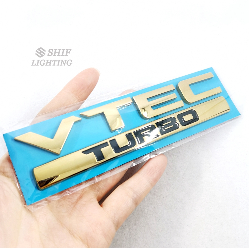 1Pc Stiker Emblem Logo TURBO VTEC Bahan ABS Warna Emas Untuk Mobil HONDA