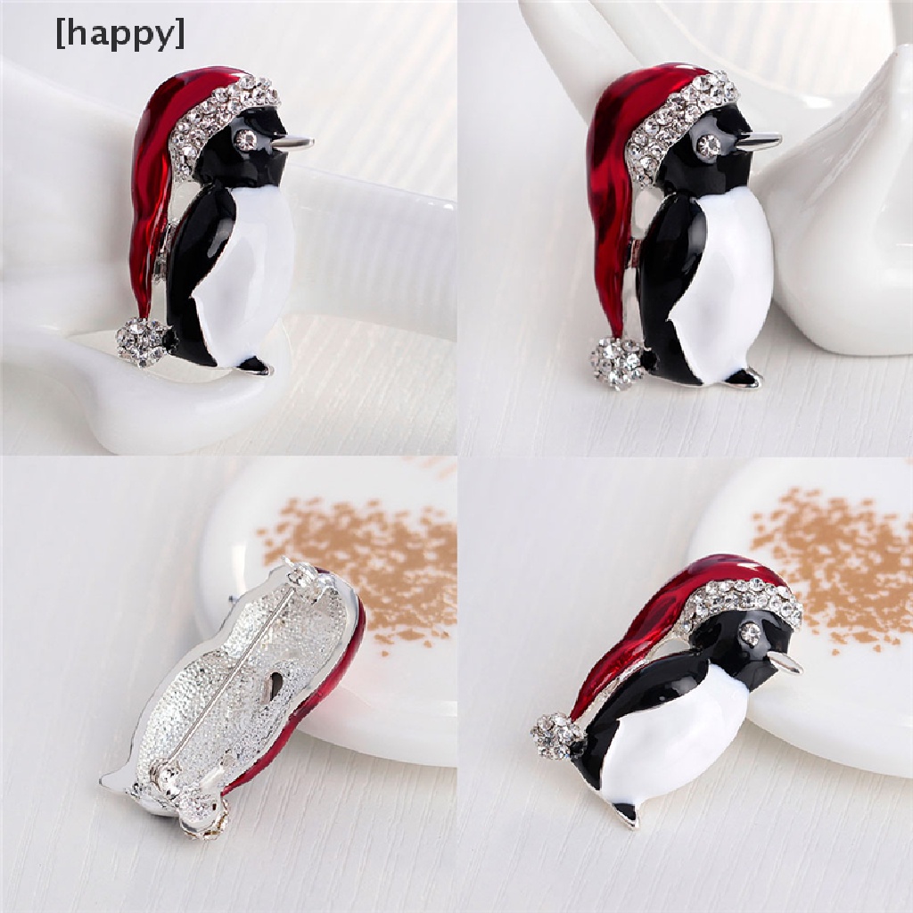 1pc Bros Pin Bentuk Penguin Natal Aksen Berlian Imitasi Untuk Hadiah Pesta