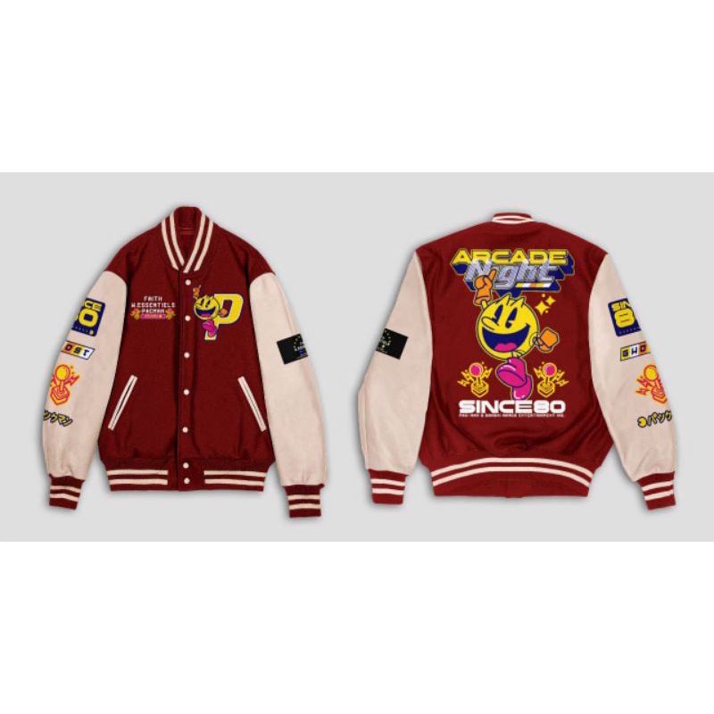 JAKET VARSITY  PAC-MAN FLEECE 280/JAKET TERBARU PRIA WANITA