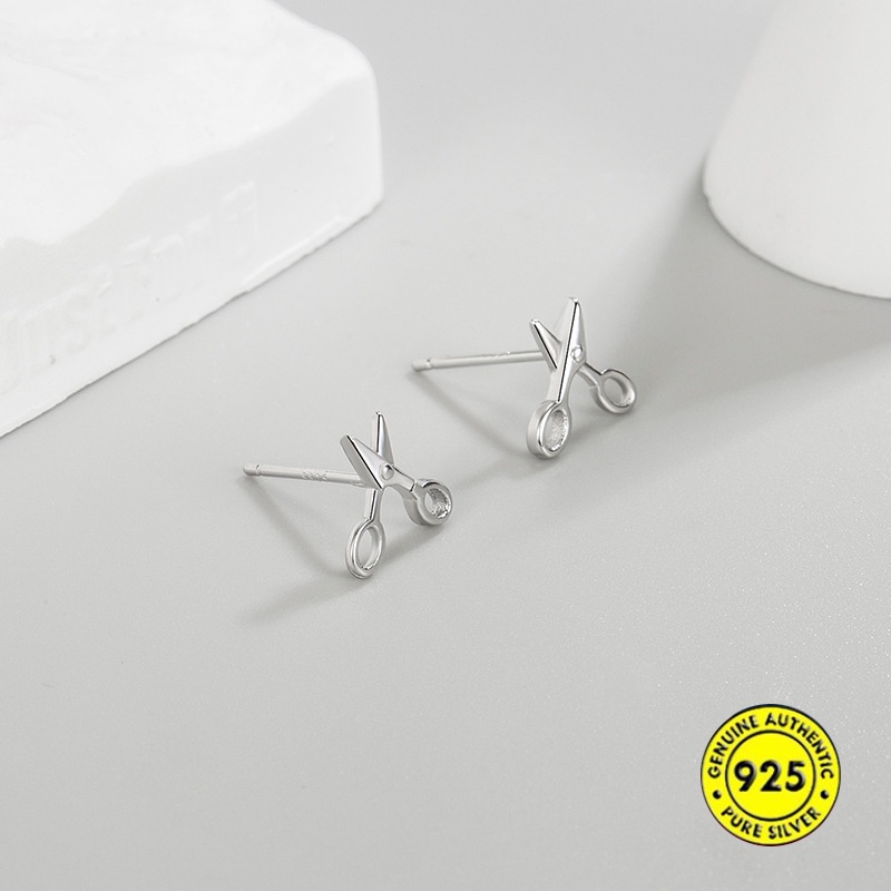 Anting Tusuk Sterling Silver 925 Desain Gunting Mini Untuk Wanita