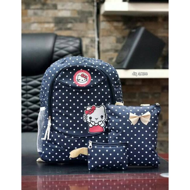 OTS 460 - tas ransel backpack set 3 in 1 hello kitty tanpa boneka / ransel anak / ransel beranak