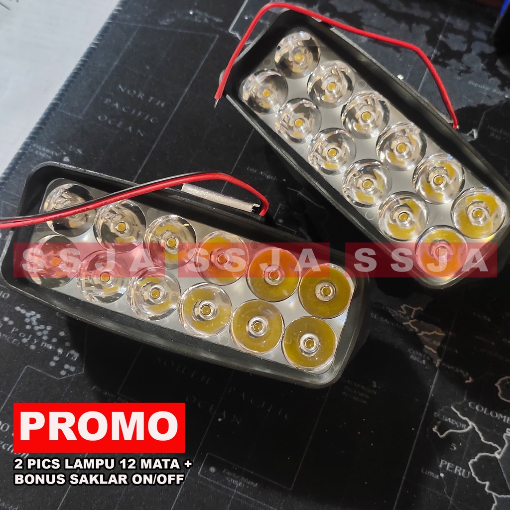 PROMO SEPASANG LAMPU TEHARMBAK MOTOR BONUS SAKLAR