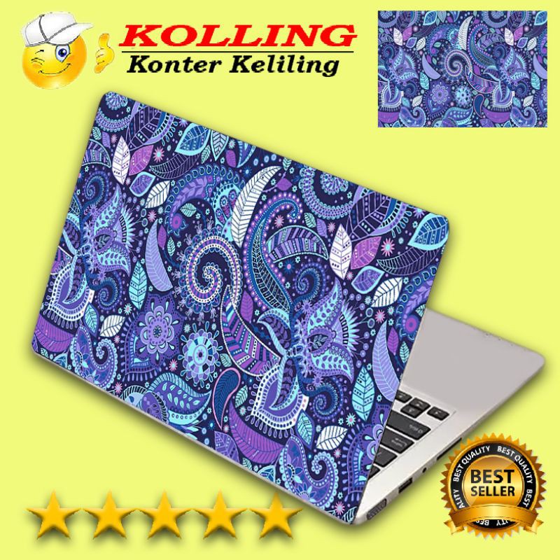Garskin Laptop logo art abstrak bunga ungu Skin Laptop Stiker Laptop