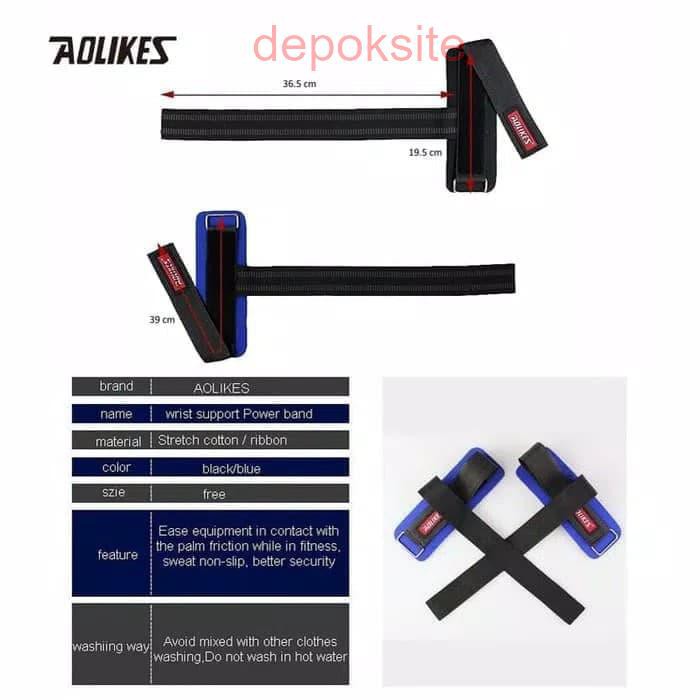 1 Pasang Aolikes 7638 Hand Wraps Wrist Strap Band Sarung Tangan Gym Fitness Pelindung Lengan Tangan