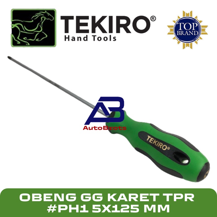 TEKIRO Obeng TPR (+) #PH1 5 x 125mm Gagang Karet / Screwdriver Plus