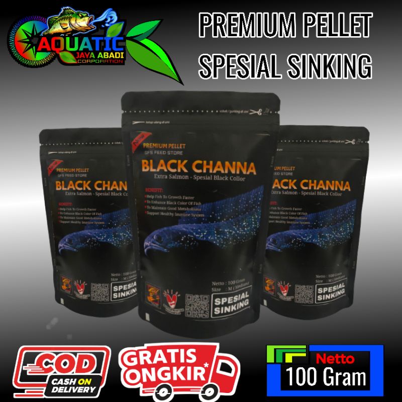 Pelet Premium Sinking Black Channa 100 Gram