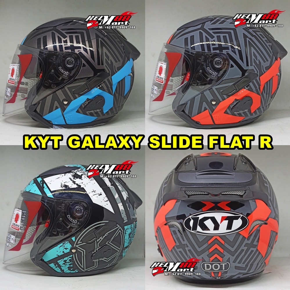 Jual Helm KYT Galaxy Slide FLAT R MOTIF Helm Half Face (EYEWEAR SUPPORT