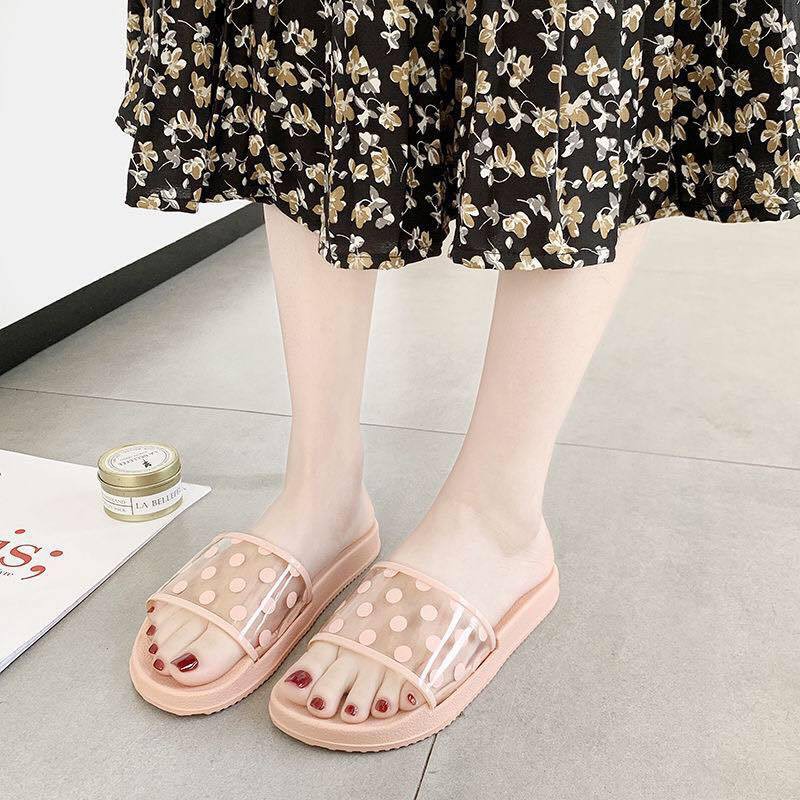 Grosir - S950 Sandal Polkadot Transparan / Sandal Slop / Sandal Kokop Lentur / Sandal Jelly / Sandal Wanita