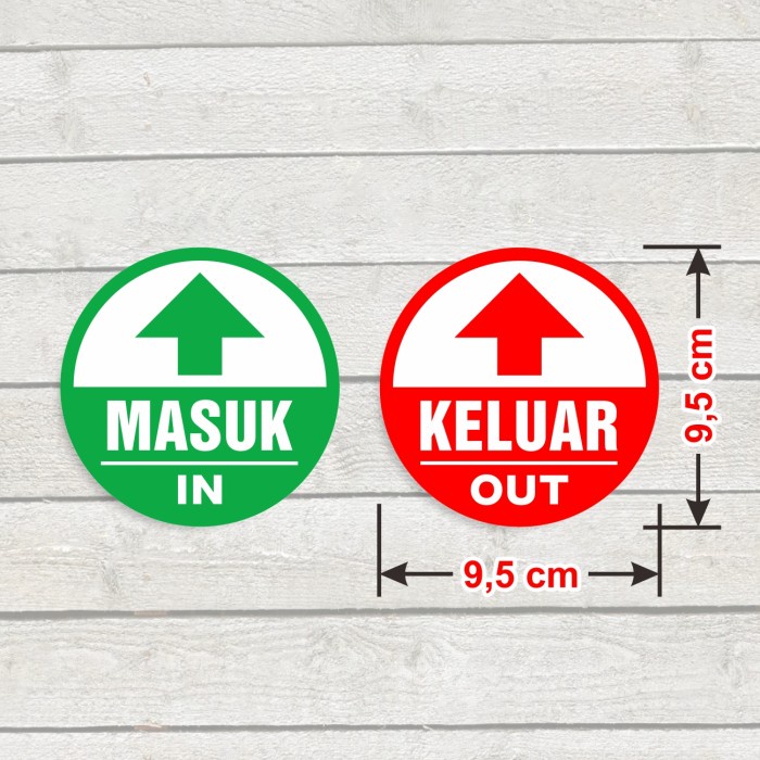 

Sticker Tanda Masuk Keluar Stiker Bundar Vinyl Sign In Out 9,5 cm