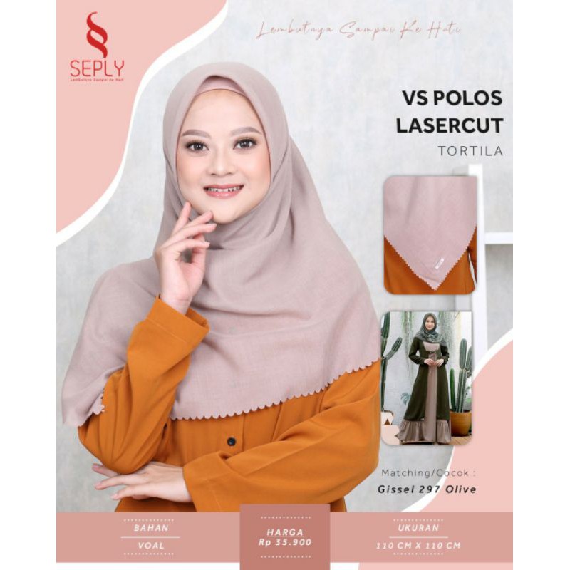 HIJAB SEGIEMPAT LASERCUT POLOS 110 X 110 || SEPLY