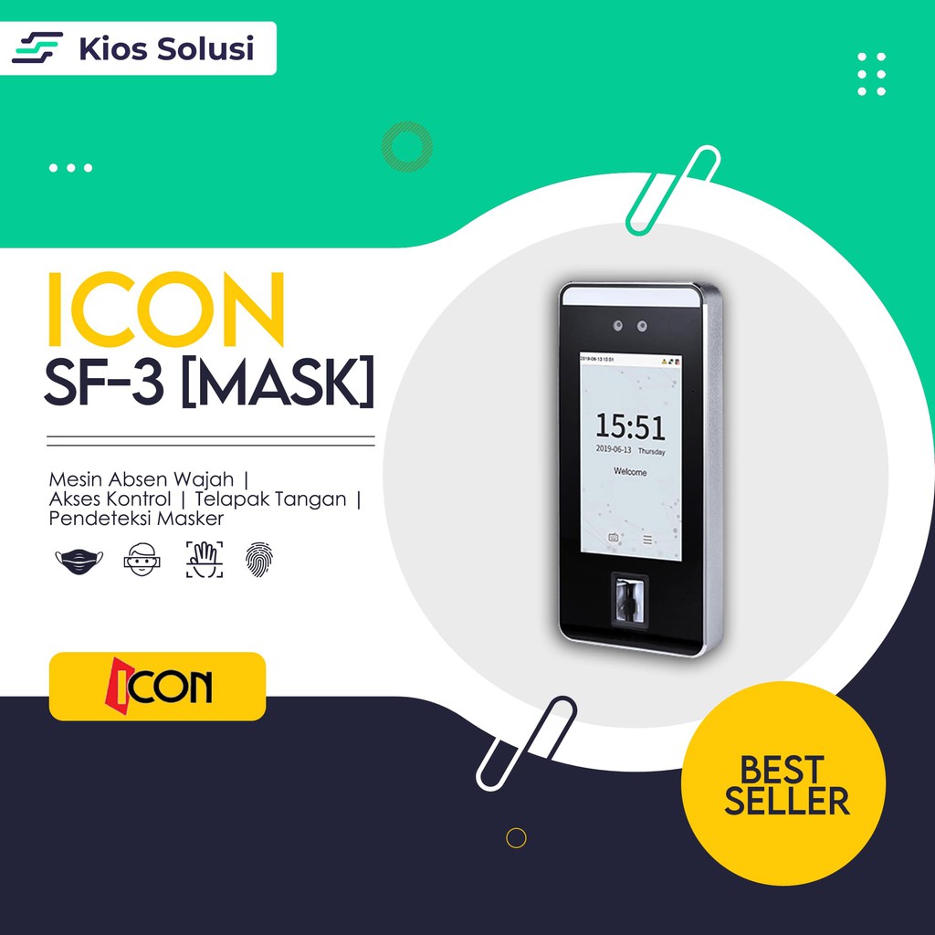 Mesin Absen dan Akses Kontrol Wajah | Fingerprint | Sidik Jari | Mesin Absensi Masker ICON SF-3