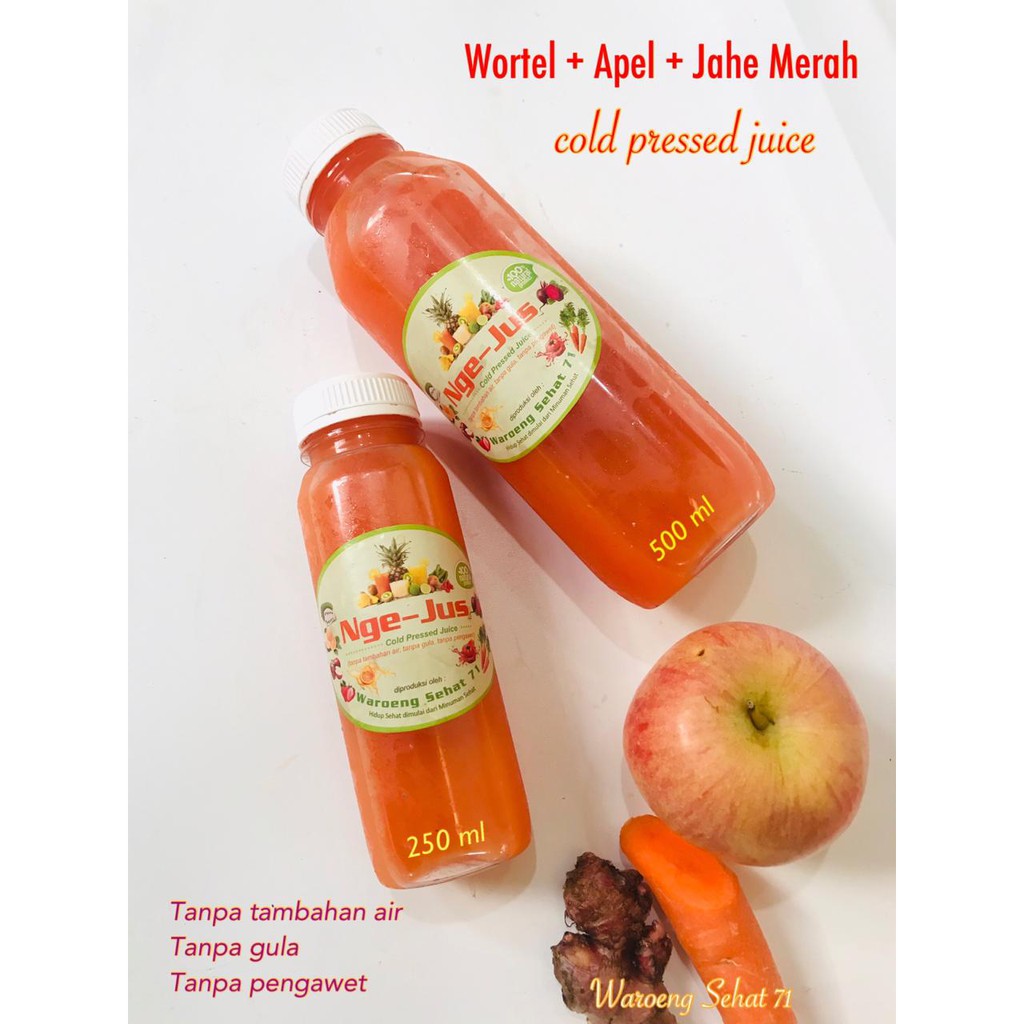 

Jus mix: Wortel + Apel + Jahe Merah (cold pressed juice)