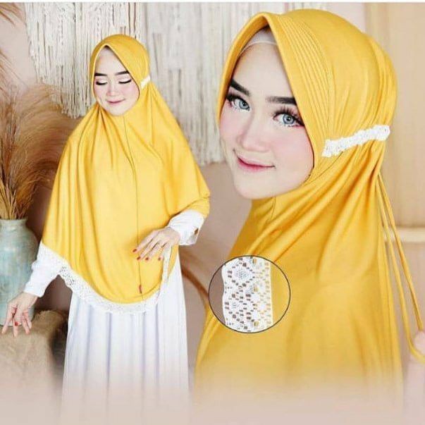 AY Collection - Jilbab Serut Belakang Renda Ukuran Besar