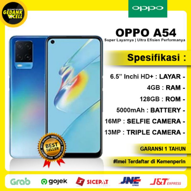 Oppo A54 Resmi Ram 6 GB Rom 128 GB - Hp Baru New