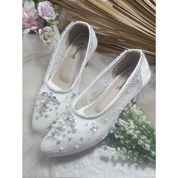 sepatu wedding noviara putih tinggi 7cm lancip