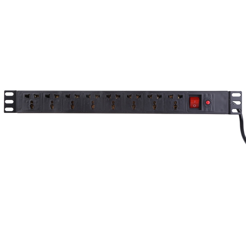 Cre 1u Pdu 8 Outlet Strip Server Rack Power Distribusi Pelindung Lonjakan 250v 10a 2500w 19 Inch Bahan Metal