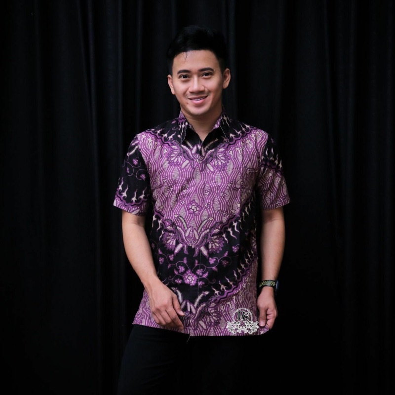 BSWART Batik HRB026 Kenongo Hem Pendek Padi Pekalongan M L XL Batik Pria MURAH Modern Grosir
