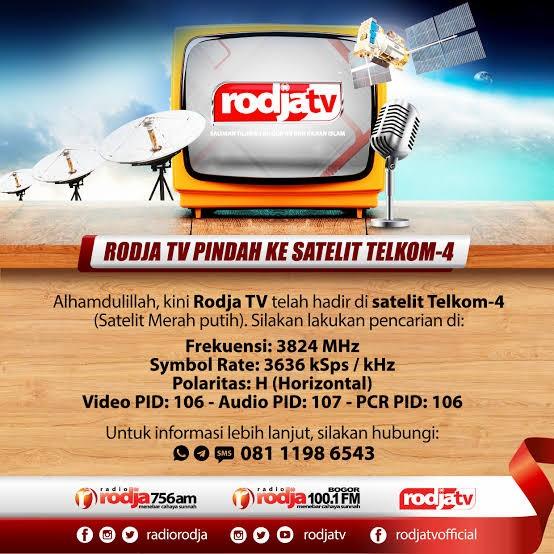 Antena TV Digital Satelit HD RODJA TV Islami Bebas Biaya Bulanan