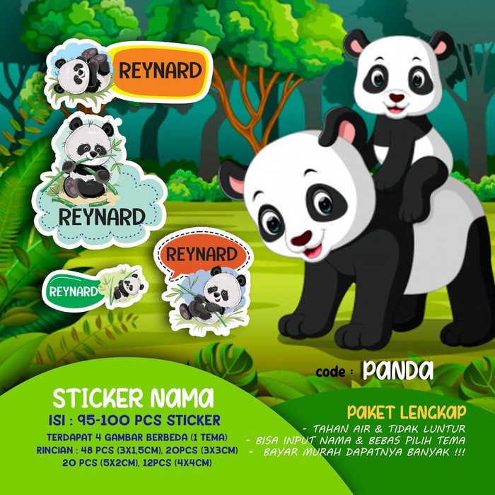 

Sticker / Stiker Label Nama Karakter Tema PANDA