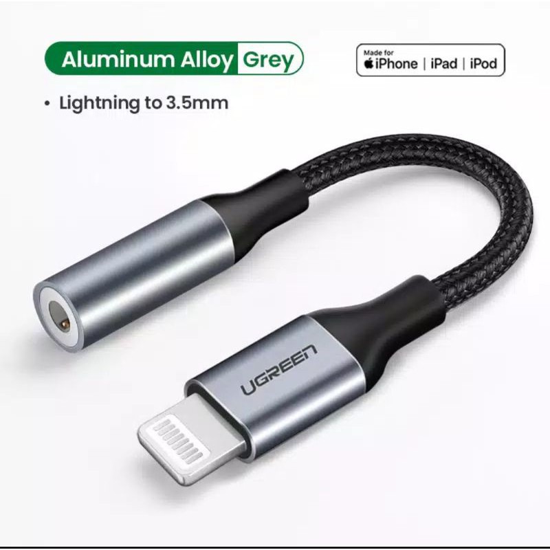 Ugreen Konverter Lightning Mfi to Aux 3.5mm Audio Mic Support for iPhone 14 13 12 8 11 Pro XR XS Max SE