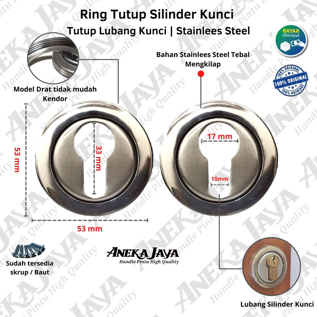 Tutup Lubang Kunci Murah Stainlees steel  / Penutup Silinder kunci Rumah