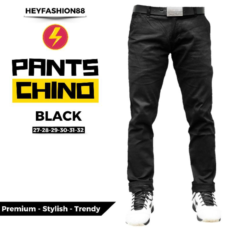 Celana chino chinos panjang pants hitam black pria cowok