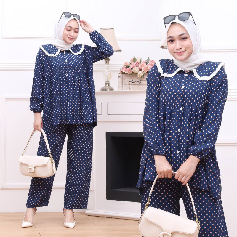 Poka Setelan Rayon Wanita Lengan Panjang Baju One Set Daily Fashion Kekinian