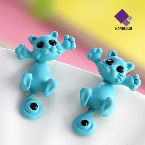 Anting Stud Desain Kartun Hewan Kucing 3D