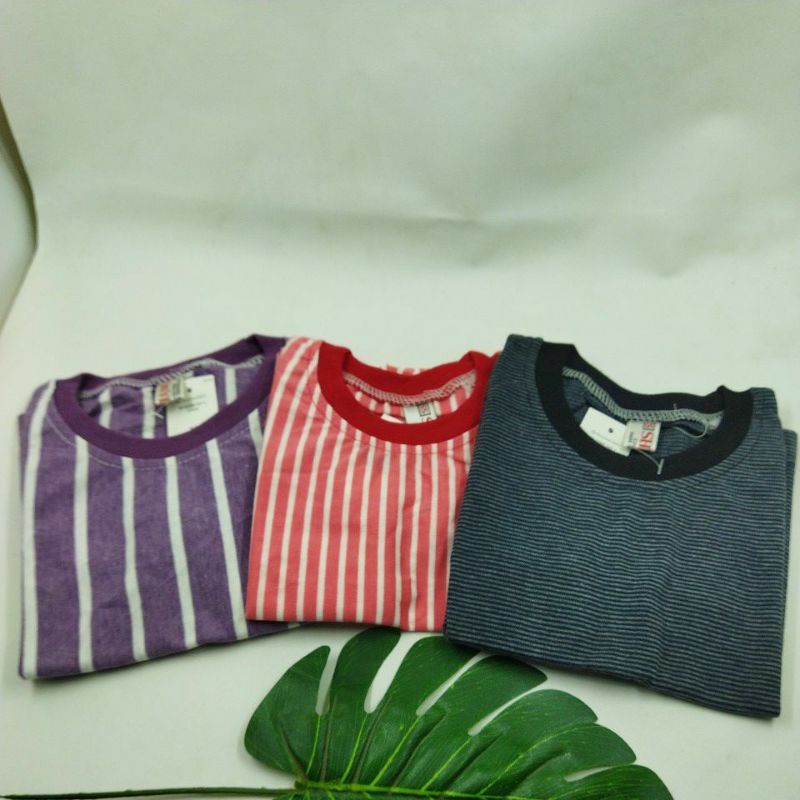 Baju Kaos Stripe S 1-3 Tahun / Belang / Salur / Garis Anak Bayi Laki / Lengan Pendek Murah Grosir